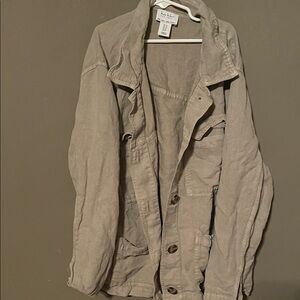 Nicole Miller Linen Blend Jacket olive green 1x